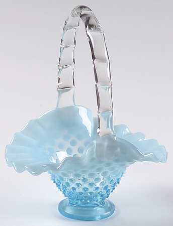 Hobnail Blue (Opalescent) #389/3834 Hobnail 6" Basket