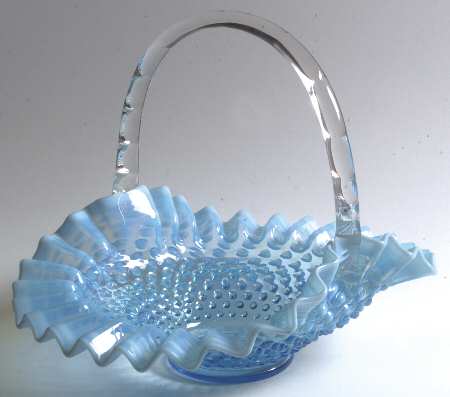 Hobnail Blue (Opalescent) #389/3830 Hobnail 10" Basket