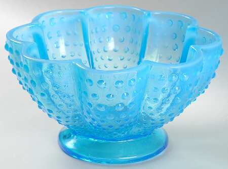 Hobnail Blue (Opalescent) Footed Candy Box No Lid