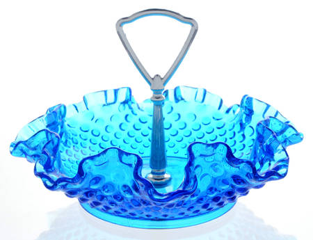 Hobnail Blue (Colonial Blue) 8" Metal Handle Bon Bon