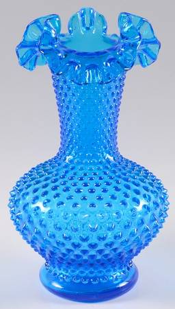 Hobnail Blue (Colonial Blue) 11" Double Crimped Vase