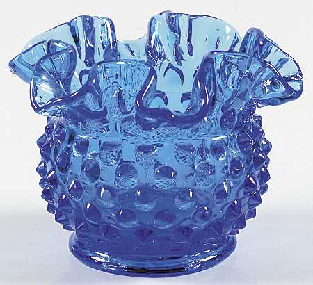 Hobnail Blue (Colonial Blue) 3" Double Crimped Vase