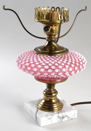 Hobnail Cranberry (Opalescent) Electric Lamp Base