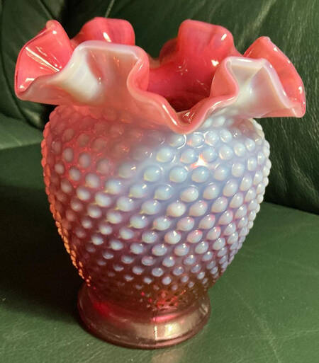 Hobnail Cranberry (Opalescent) 5" Flower Vase