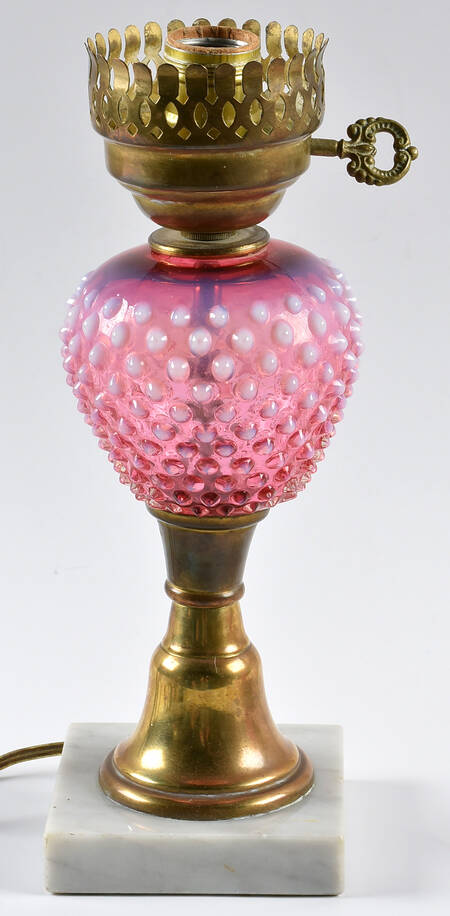 Hobnail Cranberry (Opalescent) Student Lamp No Globe