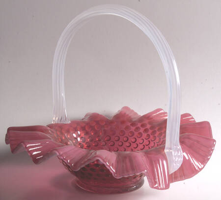 Hobnail Cranberry (Opalescent) #3348 Hobnail 9" Basket