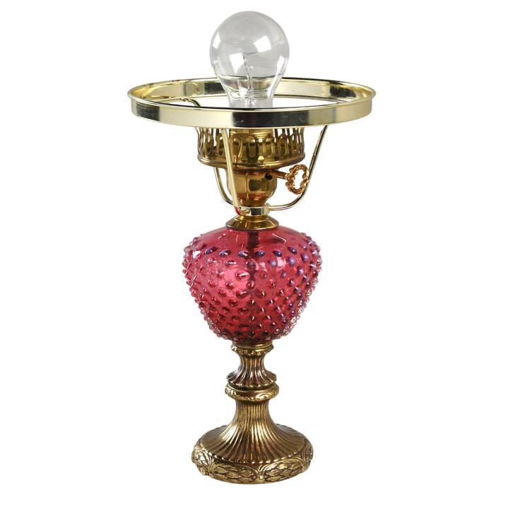 Hobnail Cranberry (Opalescent) Base for #3307 19" Electric Student Lamp