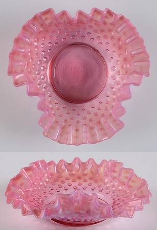 Hobnail Cranberry (Opalescent) 6" Triangular Bon Bon