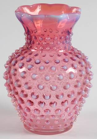 Hobnail Cranberry (Opalescent) 5 1/2" Flared Vase