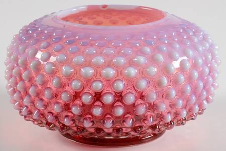Hobnail Cranberry (Opalescent) Squat Jar No Lid
