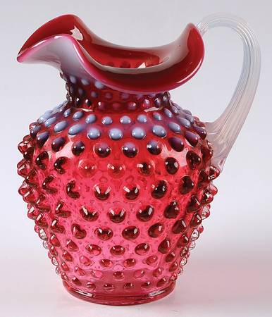 Hobnail Cranberry (Opalescent) 12 Oz Pitcher