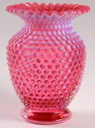 Hobnail Cranberry (Opalescent) 7" Flared Vase