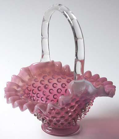 Hobnail Cranberry (Opalescent) #389/3837 Hobnail 7" Basket