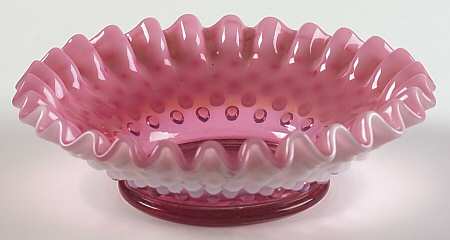 Hobnail Cranberry (Opalescent) 6" Flared Bon Bon