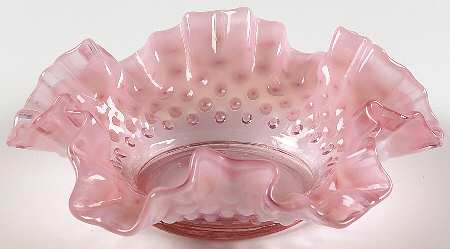 Hobnail Cranberry (Opalescent) 6" Double Crimped Bon Bon