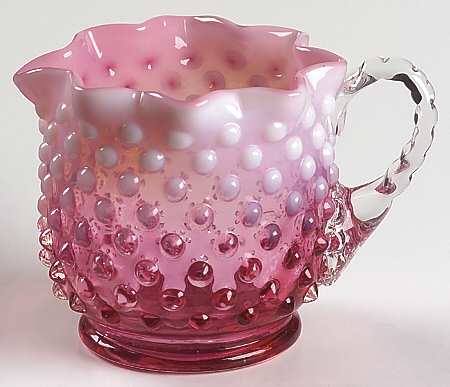 Hobnail Cranberry (Opalescent) Star Shape Creamer, Full Star