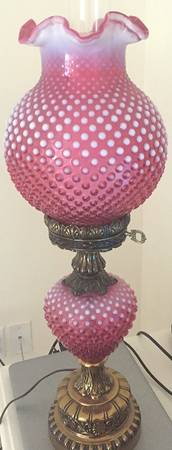 Hobnail Cranberry (Opalescent) 26" Pillar Lamp
