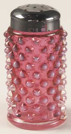 Hobnail Cranberry (Opalescent) Shaker with Metal Lid