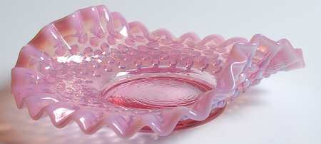 Hobnail Cranberry (Opalescent) 6" Oval Bon Bon