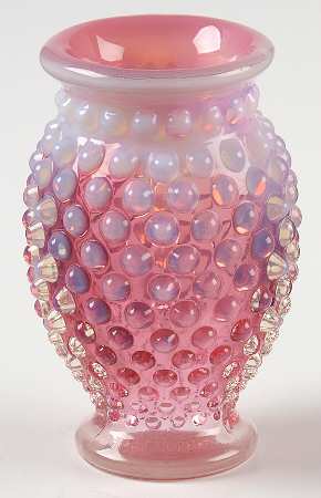 Hobnail Cranberry (Opalescent) 4" Flared Miniature Vase