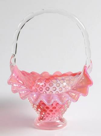 Hobnail Cranberry (Opalescent) #389/3834 Hobnail 6" Basket