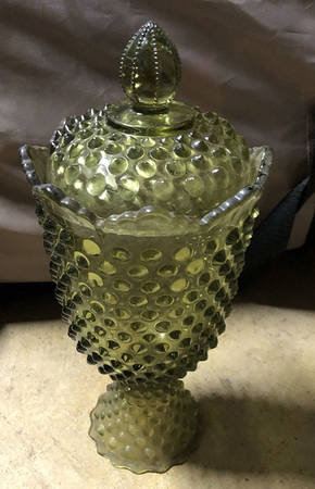 Hobnail Green (Colonial Green) Apothecary Jar & Lid