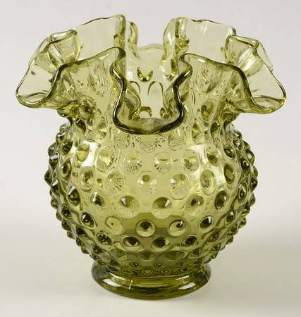 Hobnail Green (Colonial Green) 5" Double Crimped Vase