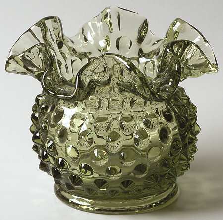 Hobnail Green (Colonial Green) 3" Double Crimped Vase