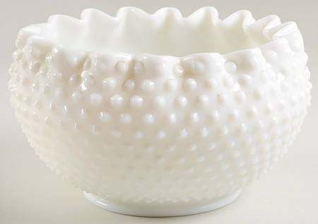 Hobnail Milk Glass Cupped Punch Bowl