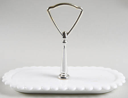 Hobnail Milk Glass Handled Utility Tray