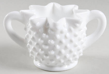 Hobnail Milk Glass Star Shape Open Sugar