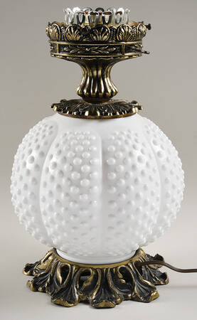 Hobnail Milk Glass Gone with the Wind Lamp No Globe Or Chimney