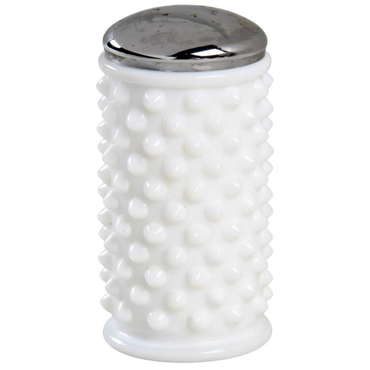 Hobnail Milk Glass White Kitchen Shaker with Metal Lid