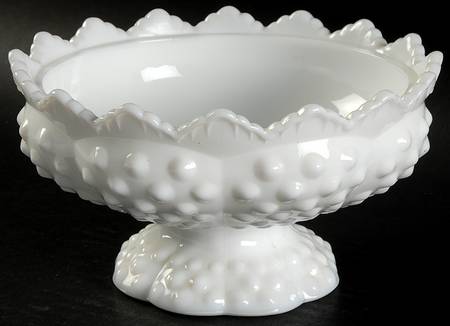 Hobnail Milk Glass Low Footed Candy Box No Lid