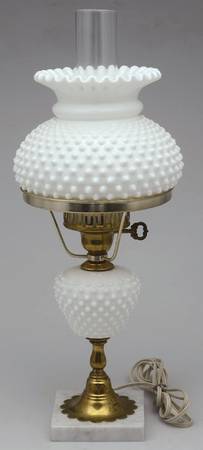 Hobnail Milk Glass #3707 19" Electric Student Lamp