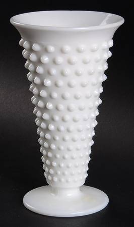 Hobnail Milk Glass 6" Trumpet Vase