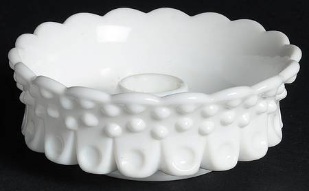 Hobnail Milk Glass Low Candleholder