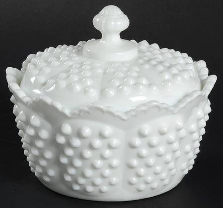 Hobnail Milk Glass Butter Tub with Lid