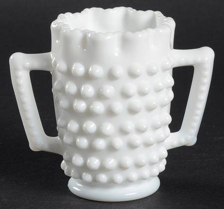 Hobnail Milk Glass Pie Crust Crimped Creamer, Beaded Edge