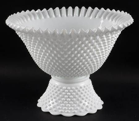 Hobnail Milk Glass #3722 Punch Bowl and Stand