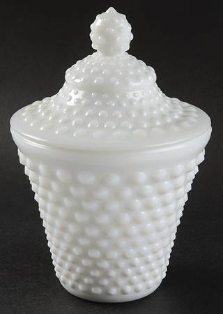 Hobnail Milk Glass Honey Jar & Lid