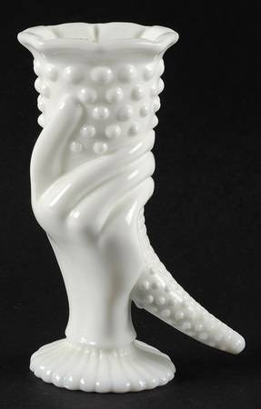 Hobnail Milk Glass Hand Vase