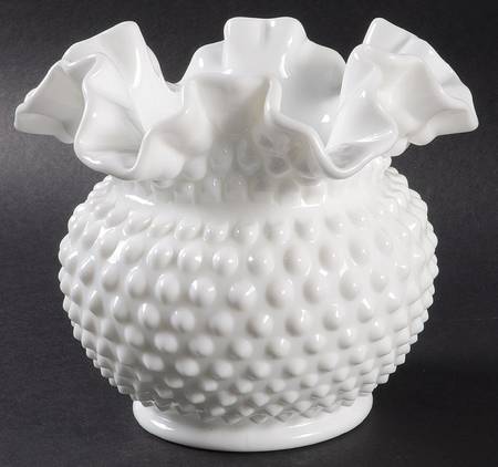 Hobnail Milk Glass 4" Cupped Flared Vase
