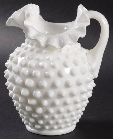 Hobnail Milk Glass Syrup/Jug Open