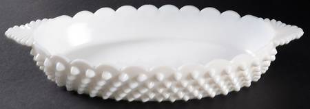 Hobnail Milk Glass 12" Oval Celery