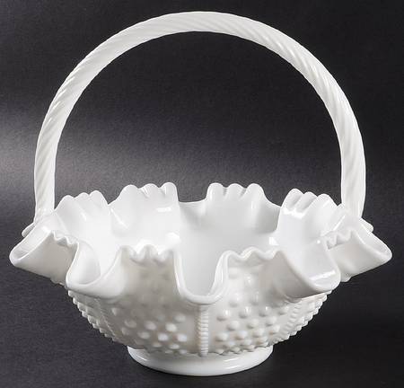 Hobnail Milk Glass #C3638 Hobnail 8" Basket