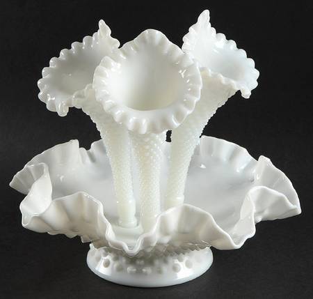 Hobnail Milk Glass 4-Piece Epergne