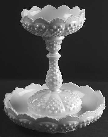 Hobnail Milk Glass (3 Piece) Centerpiece (Peg, Candlestick, Bowl)