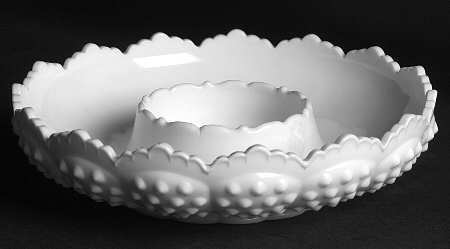 Hobnail Milk Glass Chip 'n Dip/Candle Bowl