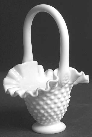Hobnail Milk Glass #389/3834 Hobnail 6" Basket